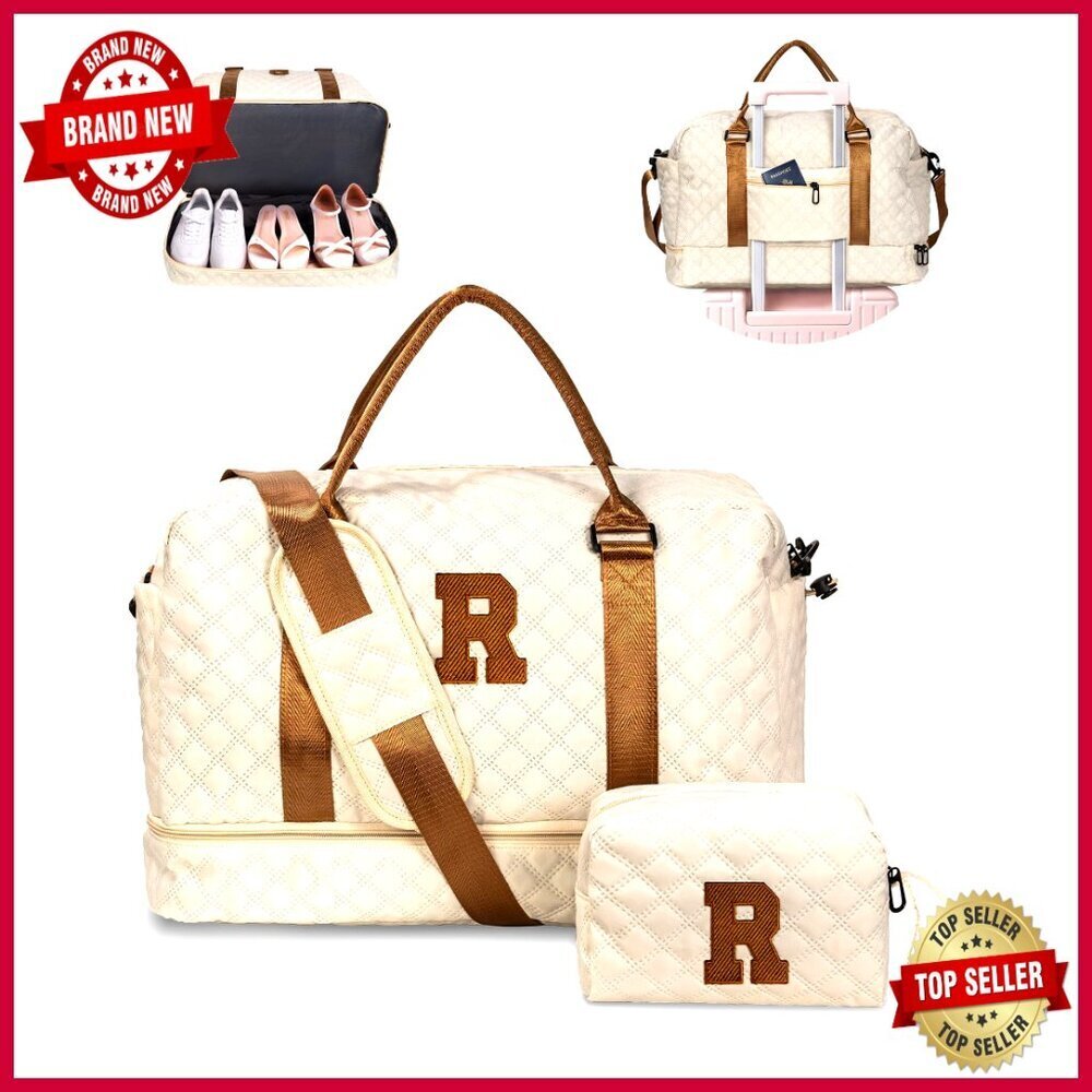 Personalized Monogram Weekender Duffle Bag with Wet Pocket & Shoe Compartment